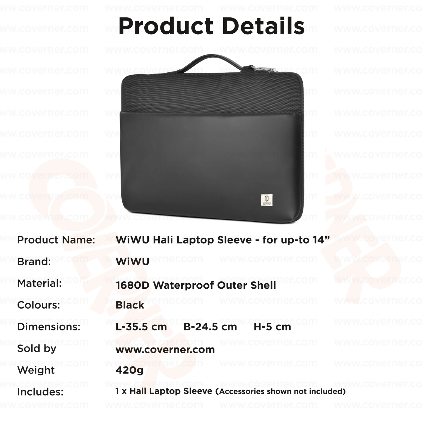 WiWU Hali Sleeve – Water-Resistant Carry Case for 14-Inch Laptops & Tablets | Faux Fur Lining + Shock Buffer | Coverner India