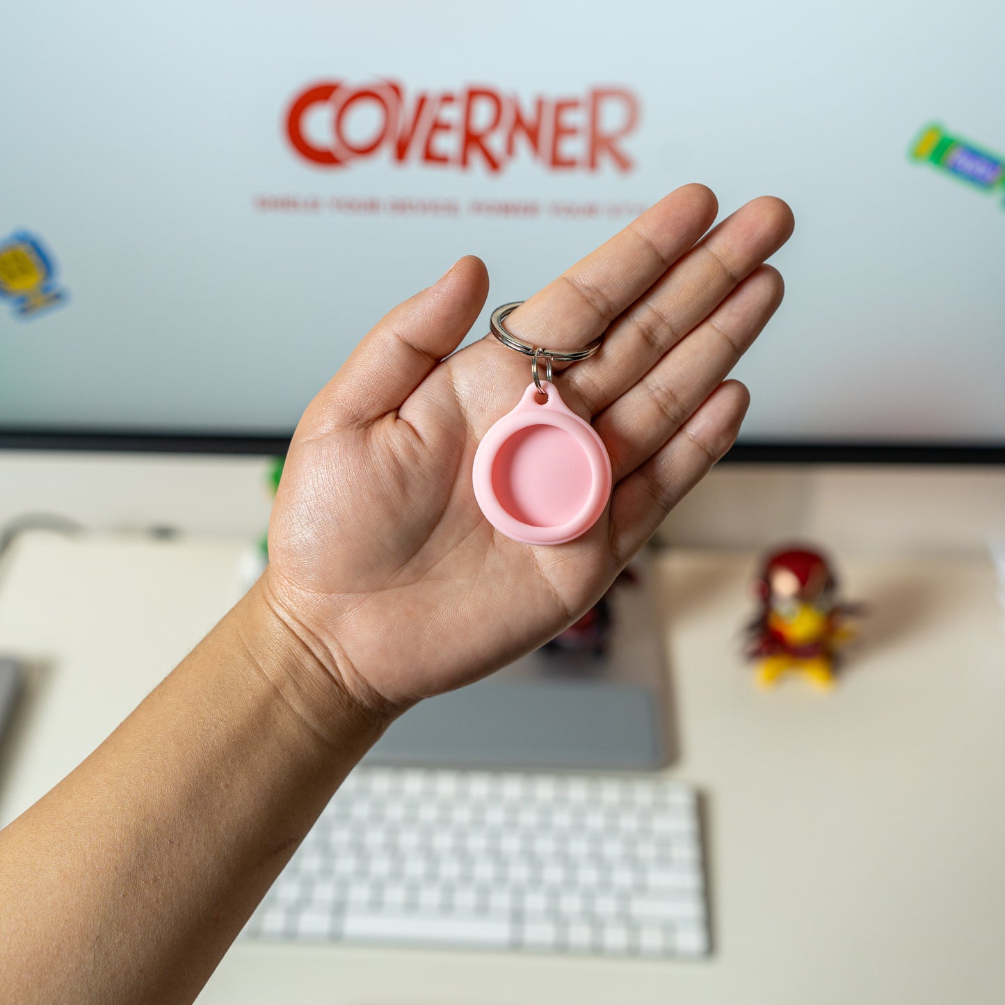 Love - Premium Silicone AirTag Case with Keychain – Washable, Durable & Stylish Protection - Coverner India
