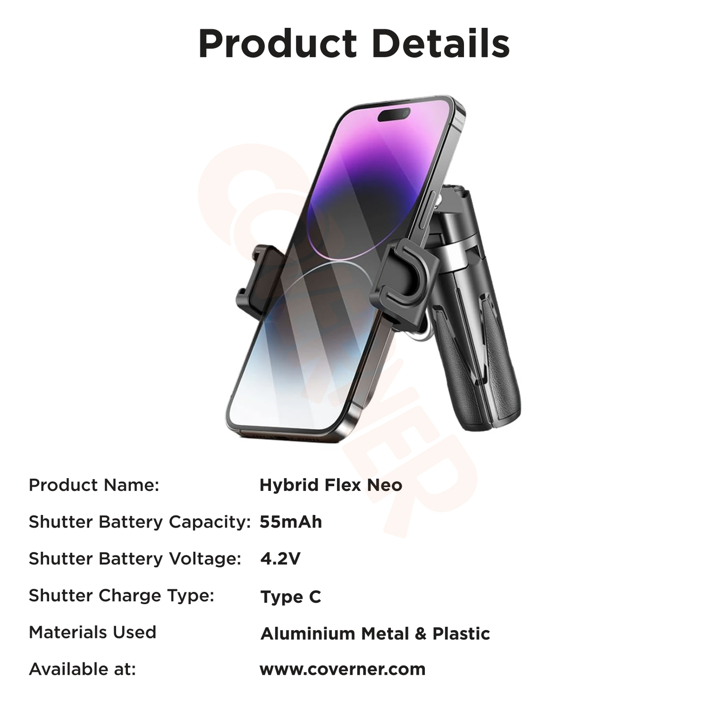 Hybrid Flex - Neo โ 4-in-1 MagSafe Tripod, Selfie Stick, Wireless Grip & Camera Handle by Coverner India