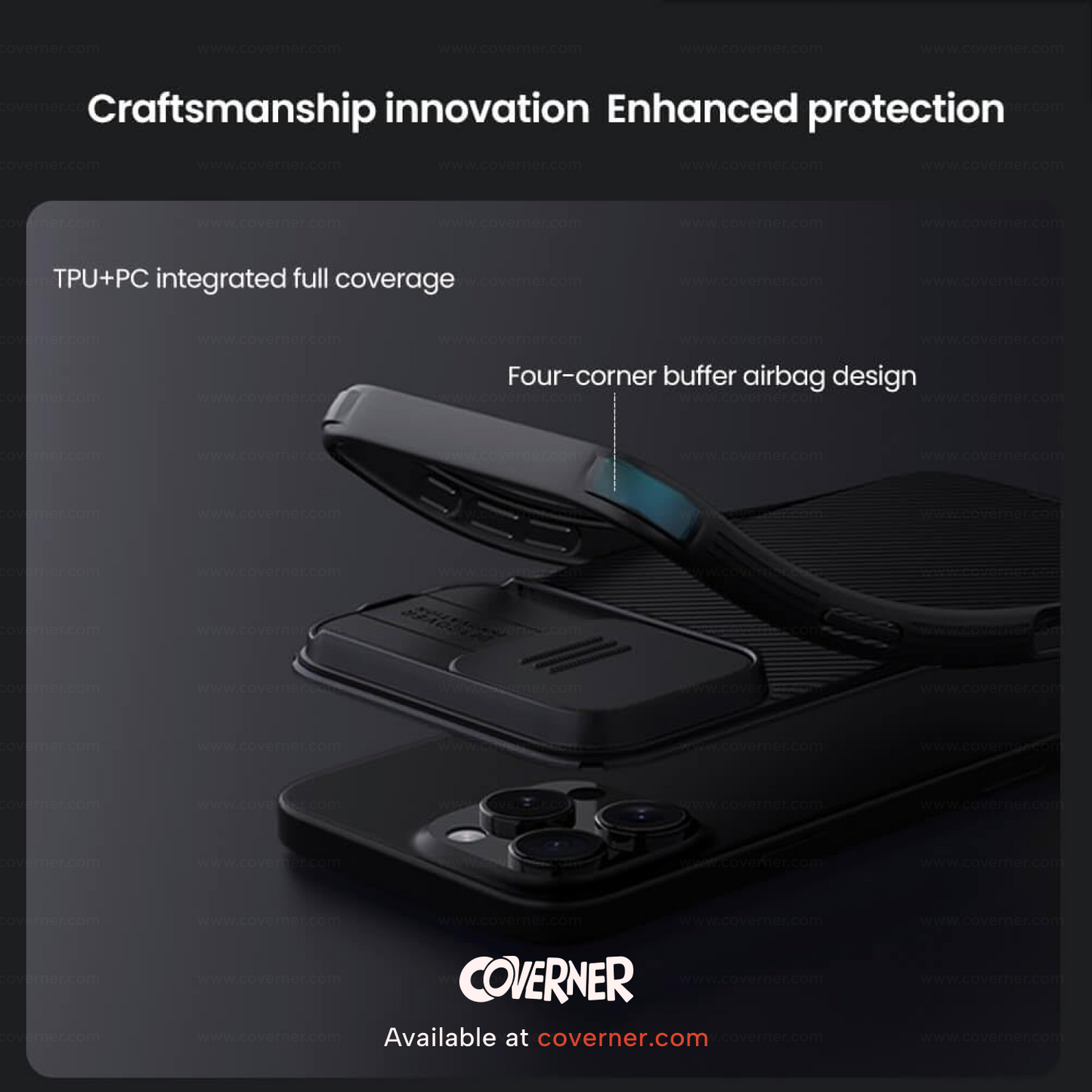 Nillkin® CamShield Pro Case for iPhone 16 Pro & 16 Pro Max with Camera Cover – Shockproof, Privacy Slide Cover, Anti-Fingerprint Design by Coverner India