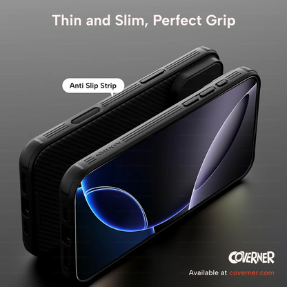 Nillkin® CamShield Pro Case for iPhone 16 Pro & 16 Pro Max with Camera Cover – Shockproof, Privacy Slide Cover, Anti-Fingerprint Design by Coverner India