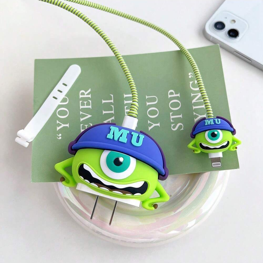 Iphone Charger Case Cover - MU Monster - 4 Piece Set (With Wire Protector) - Limited
