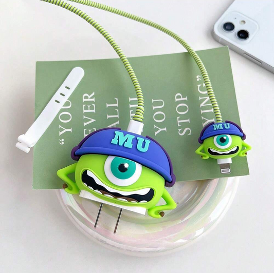 Iphone Charger Case Cover - MU Monster - 4 Piece Set (With Wire Protector) - Limited