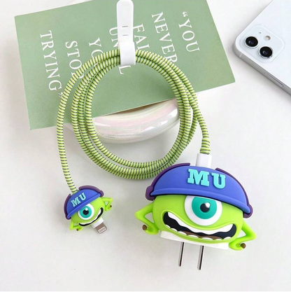 Iphone Charger Case Cover - MU Monster - 4 Piece Set (With Wire Protector) - Limited