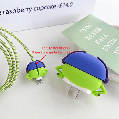 Iphone Charger Case Cover - MU Monster - 4 Piece Set (With Wire Protector) - Limited