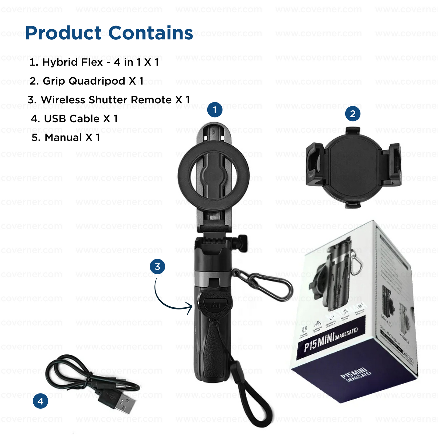 Hybrid Flex – 4-in-1 MagSafe Tripod, Selfie Stick, Wireless Grip & Camera Handle by Coverner India