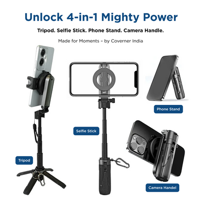 Hybrid Flex – 4-in-1 MagSafe Tripod, Selfie Stick, Wireless Grip & Camera Handle by Coverner India