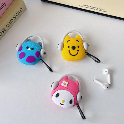 Pooh With Headphone  Cover  for Apple AirPods  -  Premium Silicone Case Cover