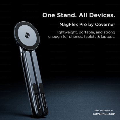 MagFlex Pro – Lightweight Strong MagSafe Adjustable Alloy Stand for Phone, Tablet & Laptop by Coverner India