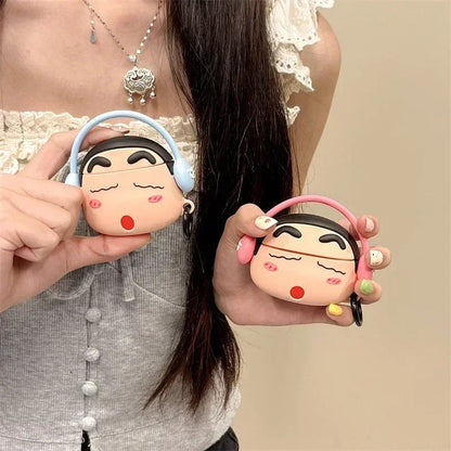 Shinchan With Blue Headphone Airpods Cover for Apple AirPods - Premium Silicone Case