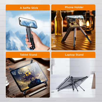MagFlex Pro – Lightweight Strong MagSafe Adjustable Alloy Stand for Phone, Tablet & Laptop by Coverner India