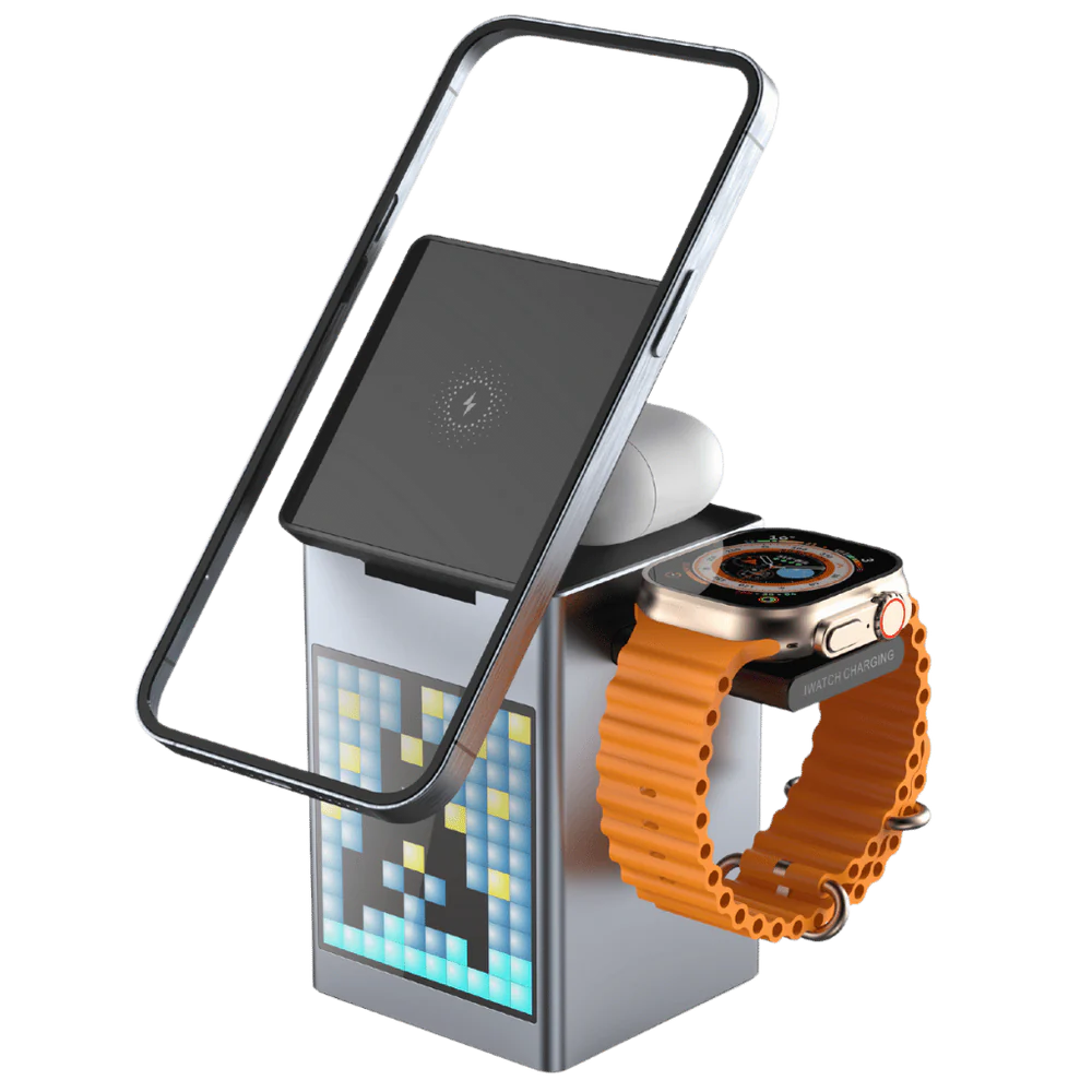 3 in 1 Magnetic Charger with Alarm Clock & Bluetooth Speaker for Apple