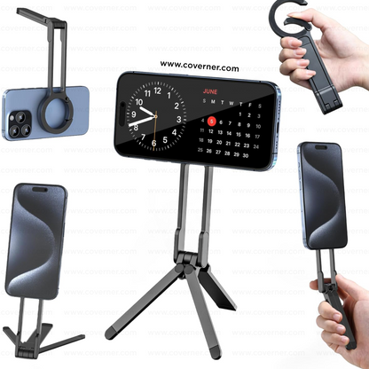 SnapMount Magnetic Phone Tripod Stand with Strong MagSafe – Carabiner Foldable & Portable by Coverner India