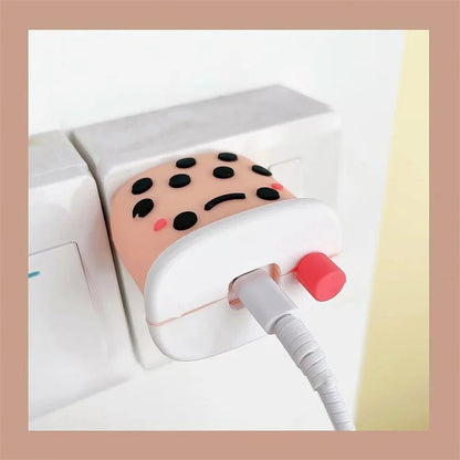 Iphone Charger Case Cover - Bubble Tea (Boba Tea) - 4 Piece Set (With Wire Protector)