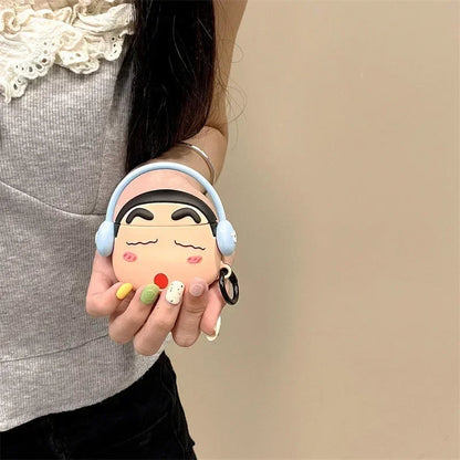 Shinchan With Blue Headphone Airpods Cover for Apple AirPods - Premium Silicone Case