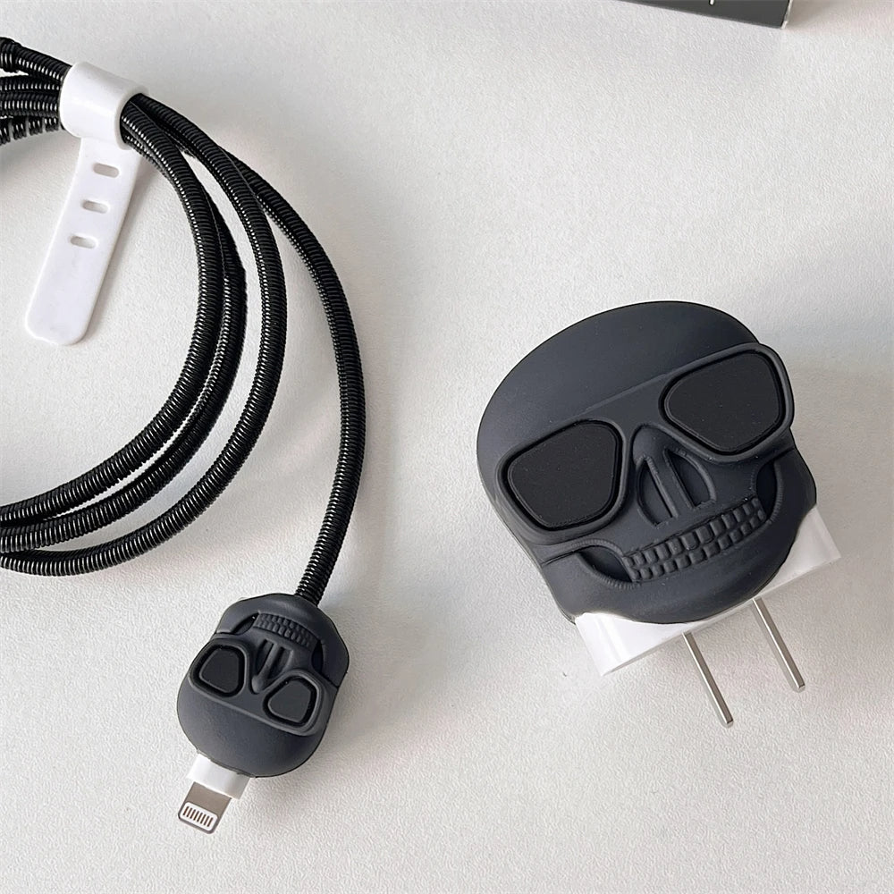 Iphone Charger Case Cover - Drip Skull - 4 Piece Set (With Wire Protector)