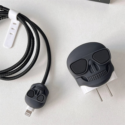 Iphone Charger Case Cover - Drip Skull - 4 Piece Set (With Wire Protector)