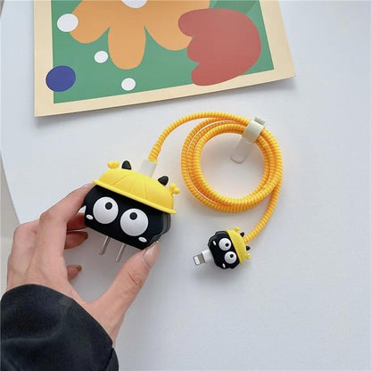 Iphone Charger Case Cover - Yellow Hat - 4 Piece Set (With Wire Protector)