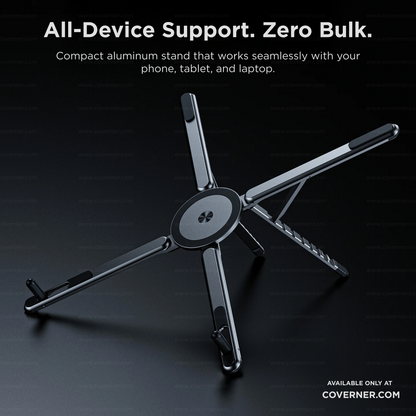 MagFlex Pro – Lightweight Strong MagSafe Adjustable Alloy Stand for Phone, Tablet & Laptop by Coverner India