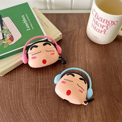 Shinchan With Blue Headphone Airpods Cover for Apple AirPods - Premium Silicone Case