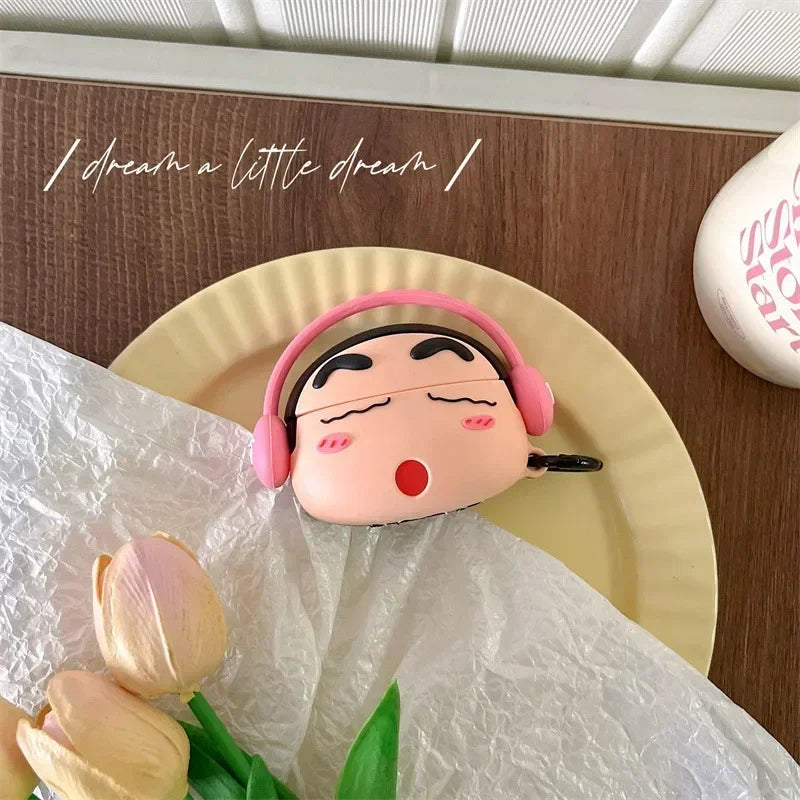 Shinchan With Blue Headphone Airpods Cover for Apple AirPods - Premium Silicone Case