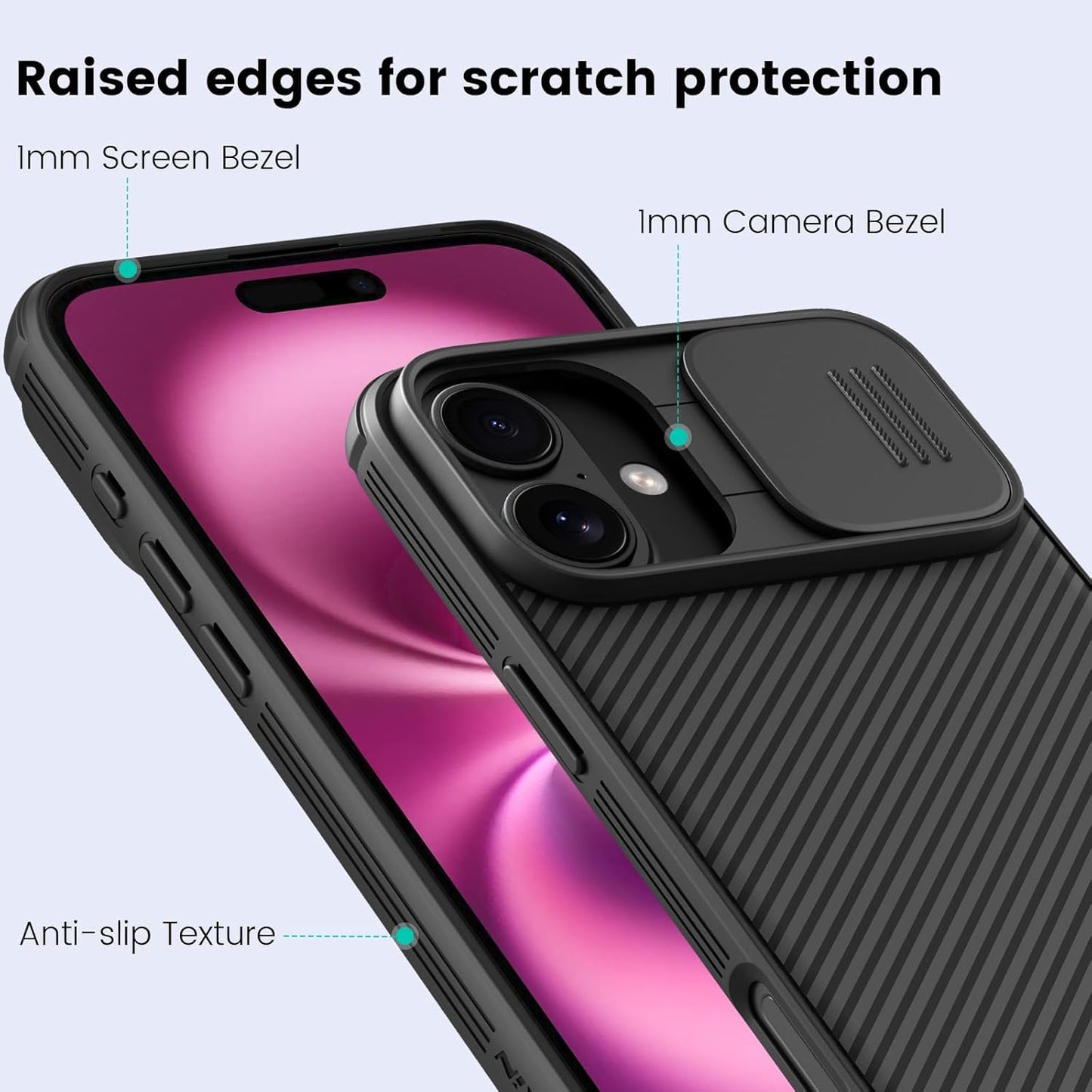 Nillkin® CamShield Series Case for iPhone 16 & 16 Plus with Camera Cover | Shockproof, Scratch-Resistant, 360° Full Protection