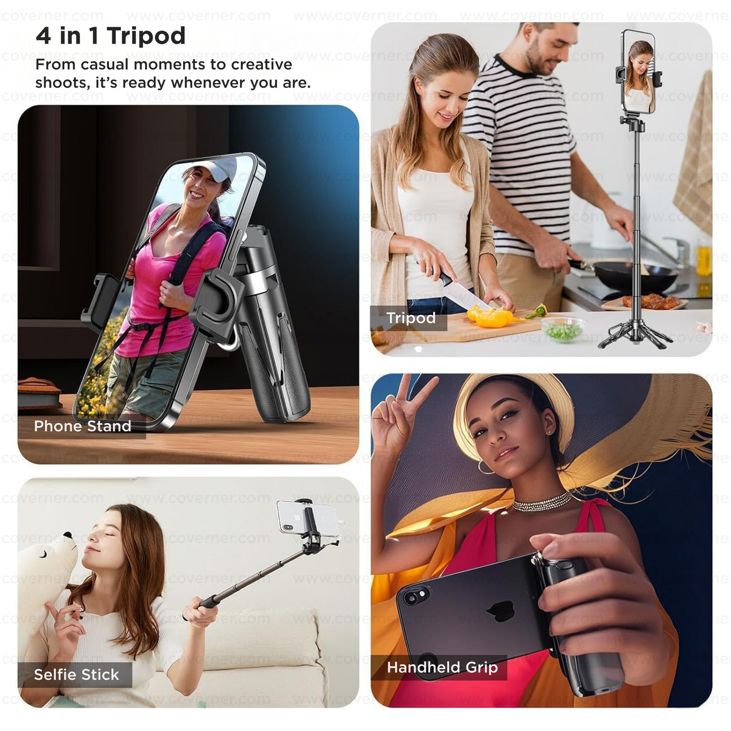 Hybrid Flex - Neo – 4-in-1 MagSafe Tripod, Selfie Stick, Wireless Grip & Camera Handle by Coverner India