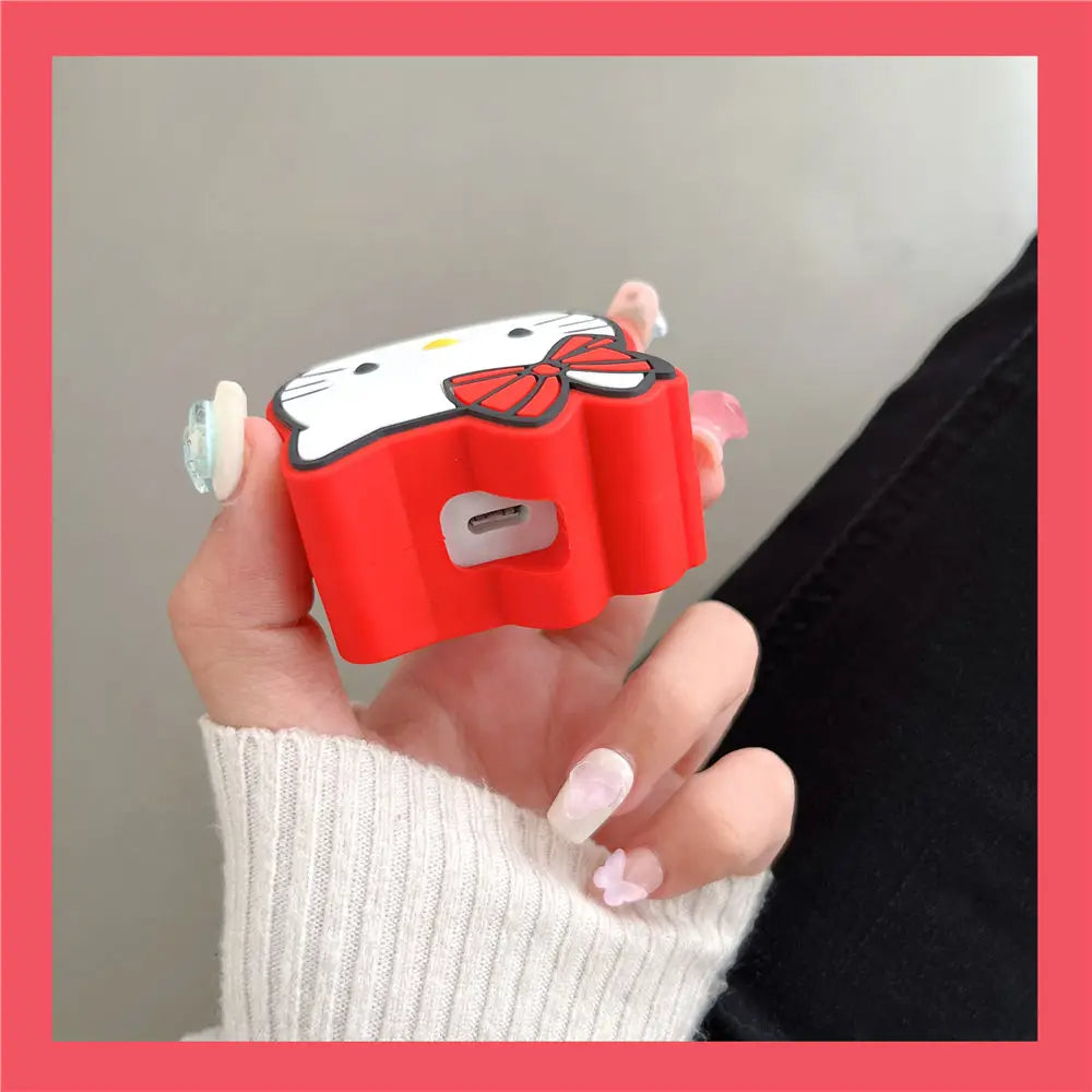 Iphone Charger Case Cover - Kitty Red - 4 Piece Set (With Wire Protector)