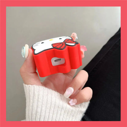Iphone Charger Case Cover - Kitty Red - 4 Piece Set (With Wire Protector)