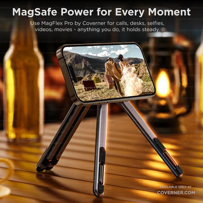 MagFlex Pro – Lightweight Strong MagSafe Adjustable Alloy Stand for Phone, Tablet & Laptop by Coverner India