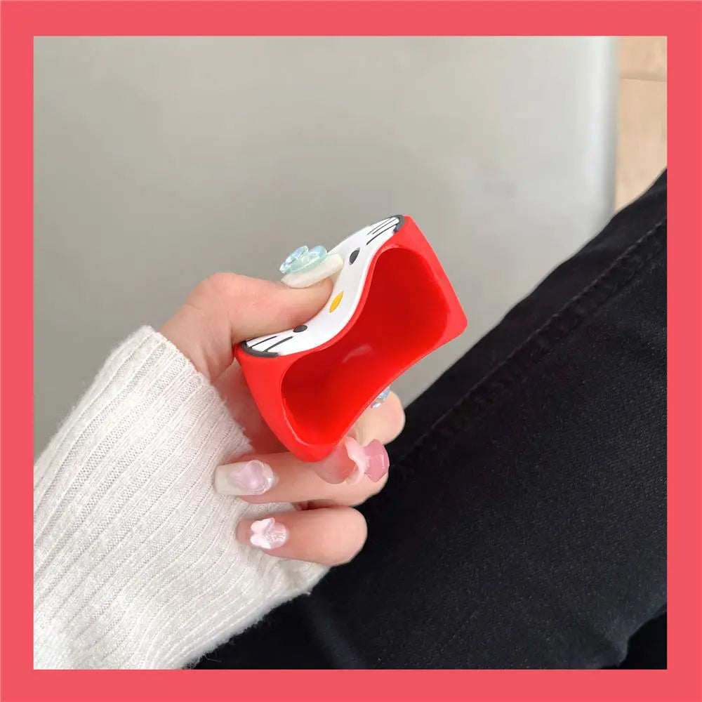 Iphone Charger Case Cover - Kitty Red - 4 Piece Set (With Wire Protector)