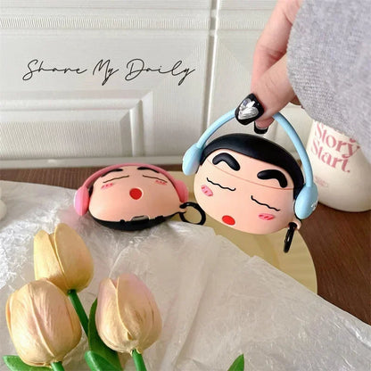 Shinchan With Blue Headphone Airpods Cover for Apple AirPods - Premium Silicone Case