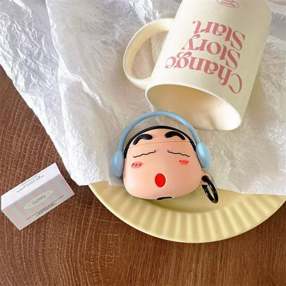 Shinchan With Blue Headphone Airpods Cover for Apple AirPods - Premium Silicone Case