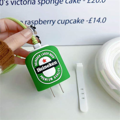 Iphone Charger Case Cover - Beer Can - 4 Piece Set (With Wire Protector)