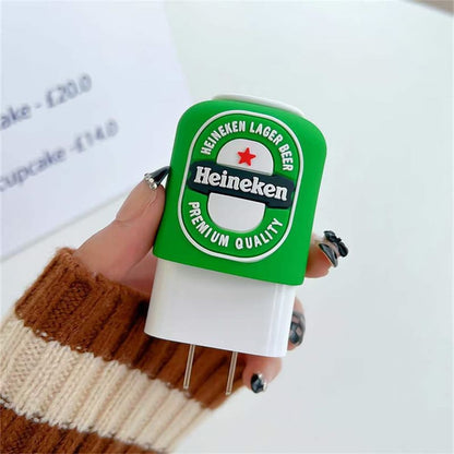 Iphone Charger Case Cover - Beer Can - 4 Piece Set (With Wire Protector)