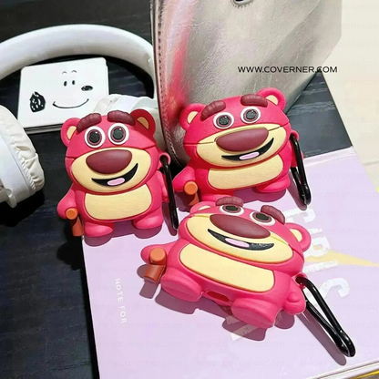 BerryBear AirPods Case – 3D Strawberry Bear Silicone Cover with Hook by Coverner India
