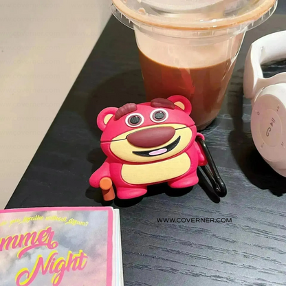 BerryBear AirPods Case – 3D Strawberry Bear Silicone Cover with Hook by Coverner India