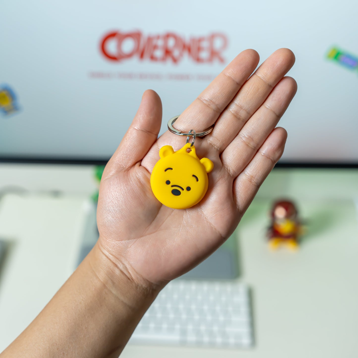 Pooh - Premium Silicone AirTag Case with Keychain – Washable, Durable & Stylish Protection - Coverner India