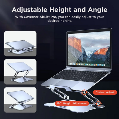 AirLift Pro - Adjustable Foldable Aluminum Stand | Tablets | Laptops | Desk Stand - Coverner India