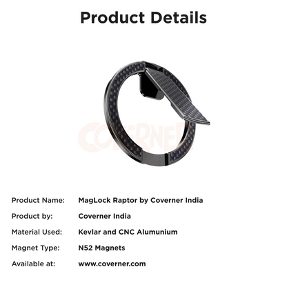 MagLock Raptor – Kevlar Magnetic 360° Ring Bracket with 52N Grip by Coverner India
