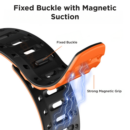 TwinLock Band for Apple Watch [42/44/45/49mm] – Dual Pin + Magnetic Lock | Arthritis-Friendly, Sweatproof Silicone Strap by Coverner India