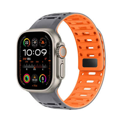 TwinLock Band for Apple Watch [42/44/45/49mm] – Dual Pin + Magnetic Lock | Arthritis-Friendly, Sweatproof Silicone Strap by Coverner India