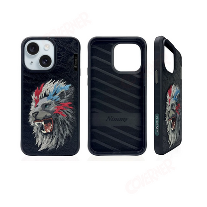 Nimmy Embroidery Leather Shockproof Case - Lion – Premium Anti-Skid Designer Case with 3D Stitching | By NIMMY DESIGN | Exclusive on Coverner India