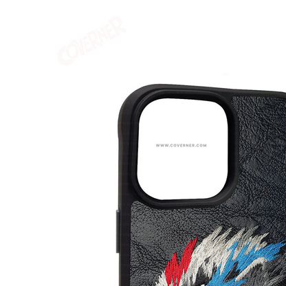 Nimmy Embroidery Leather Shockproof Case - Lion – Premium Anti-Skid Designer Case with 3D Stitching | By NIMMY DESIGN | Exclusive on Coverner India