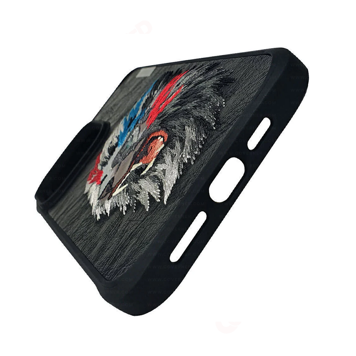 Nimmy Embroidery Leather Shockproof Case - Lion – Premium Anti-Skid Designer Case with 3D Stitching | By NIMMY DESIGN | Exclusive on Coverner India