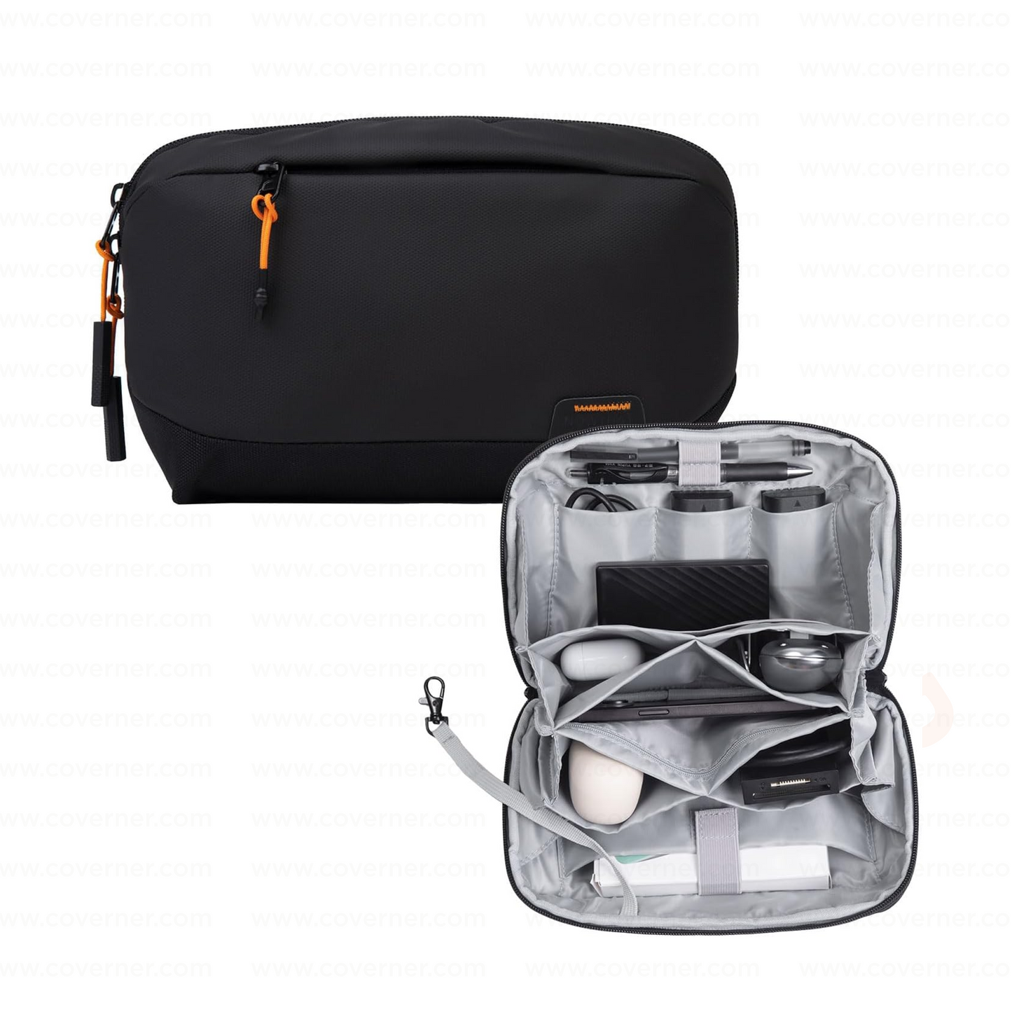 GridNest 180° Travel Tech Pouch – Large Electronics Accessories Organizer Bag | Coverner India
