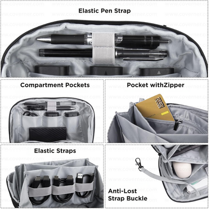 GridNest 180° Travel Tech Pouch – Large Electronics Accessories Organizer Bag | Coverner India