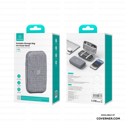 USAMS Hard Shell Power Bank Organizer – Compact, Shockproof & Anti-Scratch Case | Coverner India Exclusive