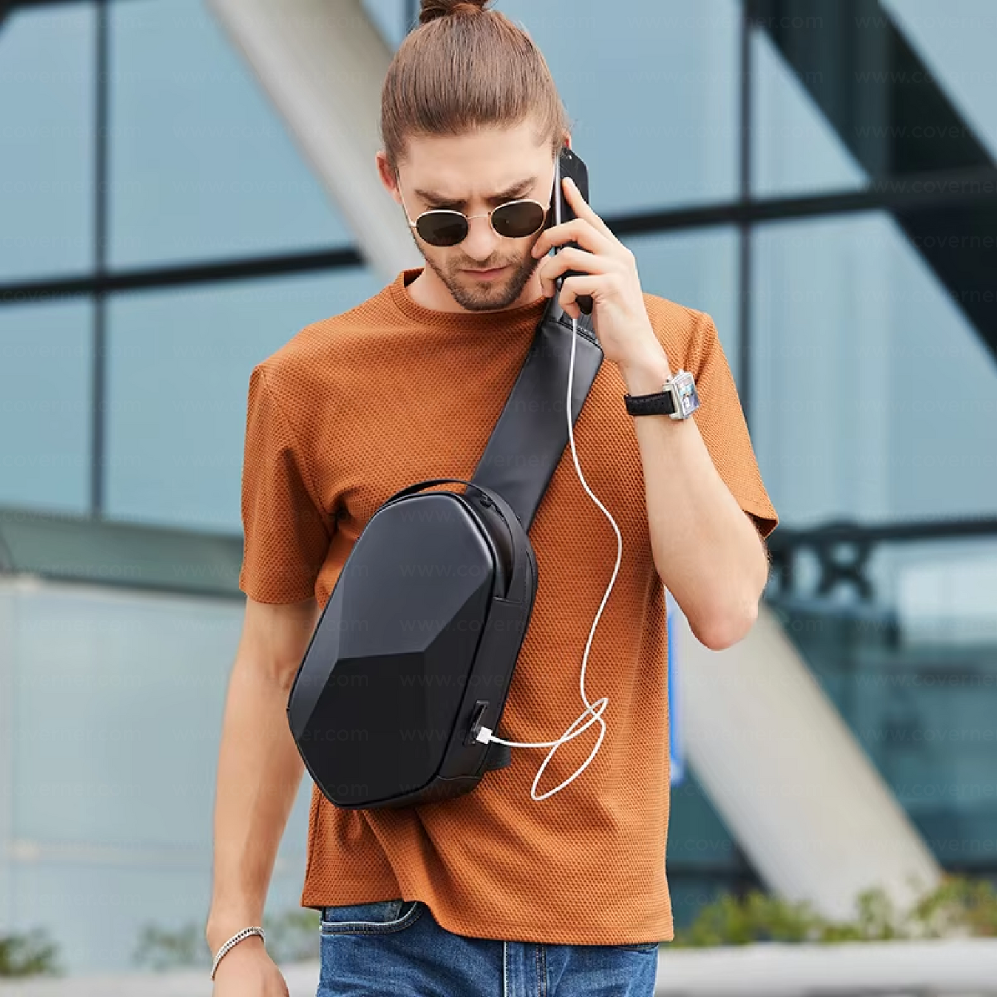 Bange Hard Shell Sling Bag – Waterproof Travel Crossbody with Anti-Theft Design by Coverner India