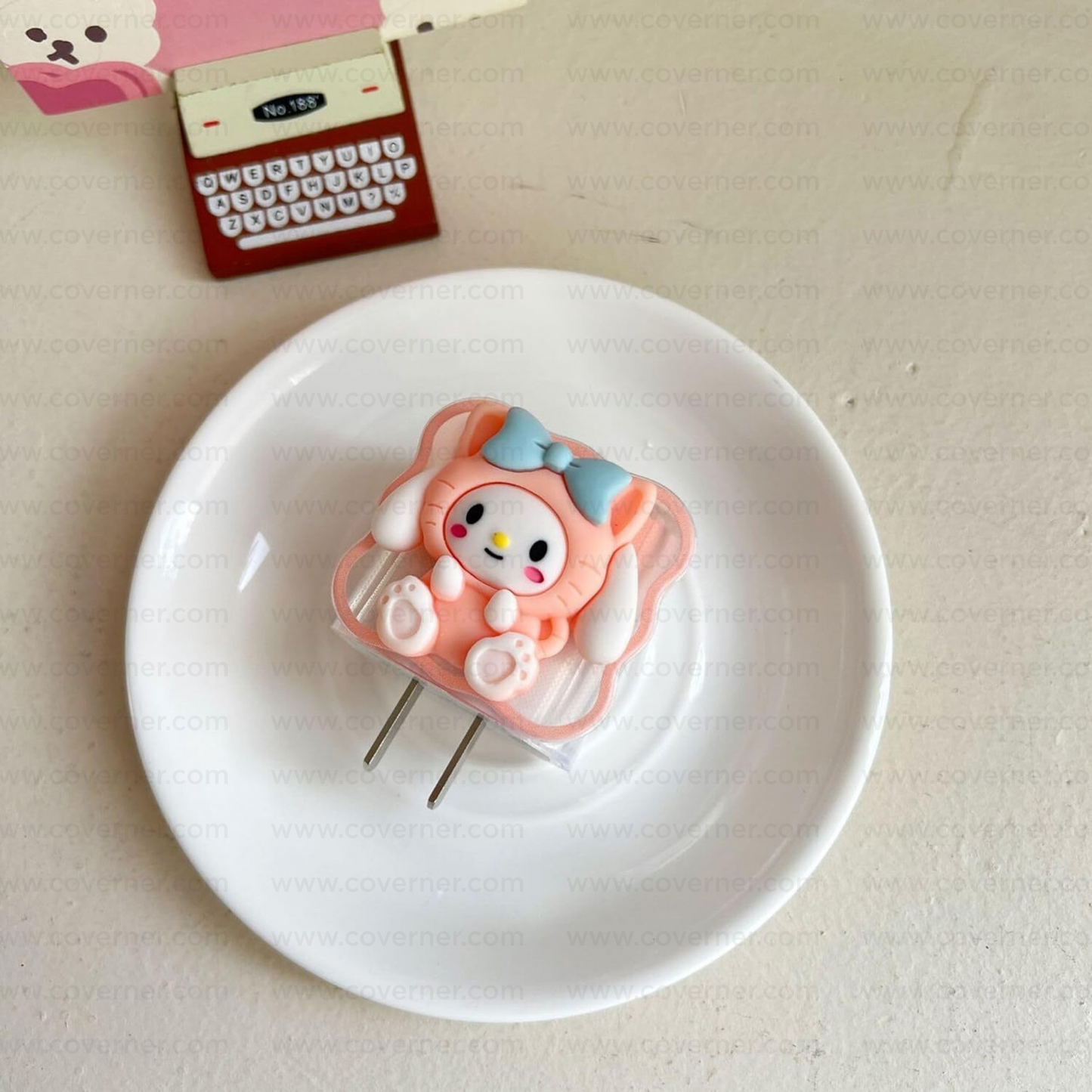 Peachie Paws – 5-Piece Charger & Cable Protector Set | CharmPop Series by Coverner India